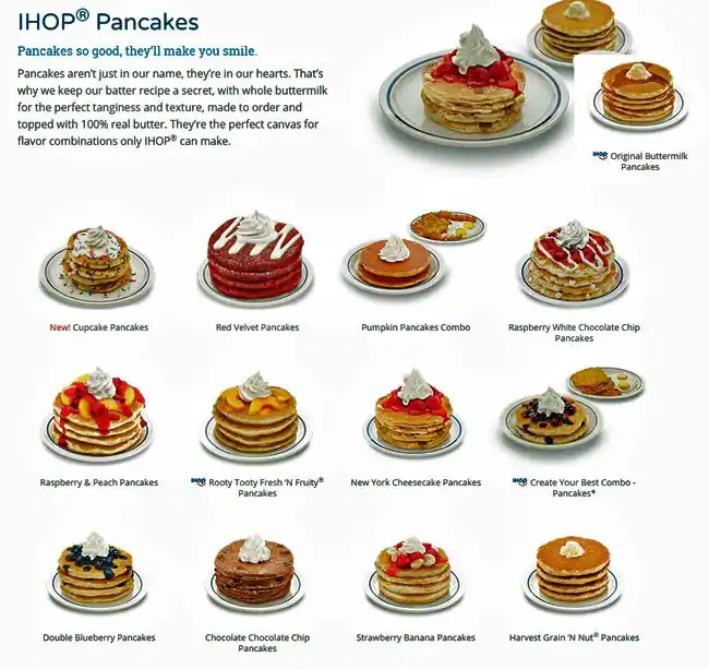 Menu of IHOP, Southpark Meadows, Austin  