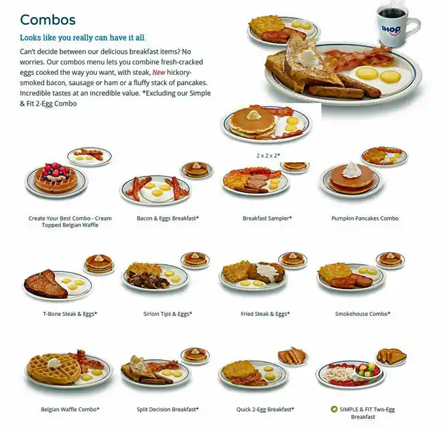 Menu of IHOP, Southpark Meadows, Austin  