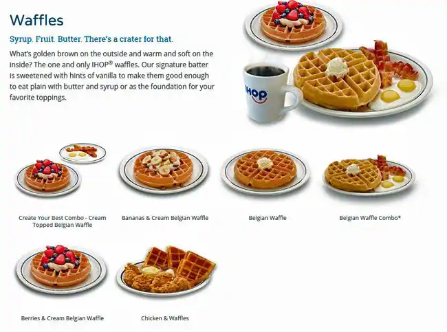 Menu of IHOP, Southpark Meadows, Austin  