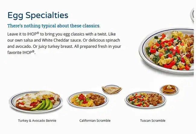 Menu of IHOP, Southpark Meadows, Austin  