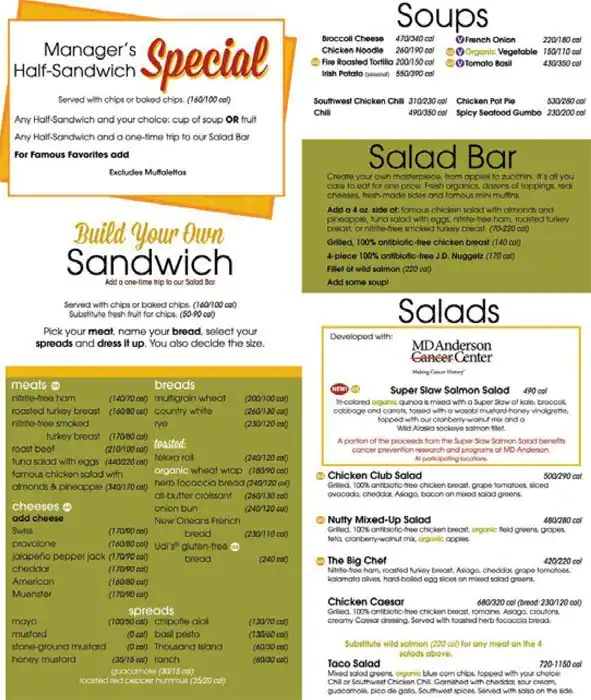 Menu of Jason's Deli, Arboretum, Austin  