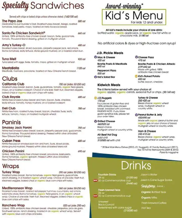 Menu of Jason's Deli, Arboretum, Austin  