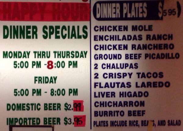 Menu of Las Cazuelas Mexican, East Cesar Chavez, Austin  