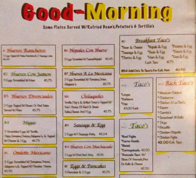 Menu of Las Cazuelas Mexican, East Cesar Chavez, Austin  