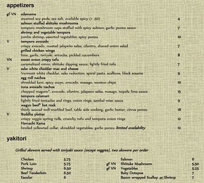 Menu of Maiko Sushi Lounge, Downtown, Austin  