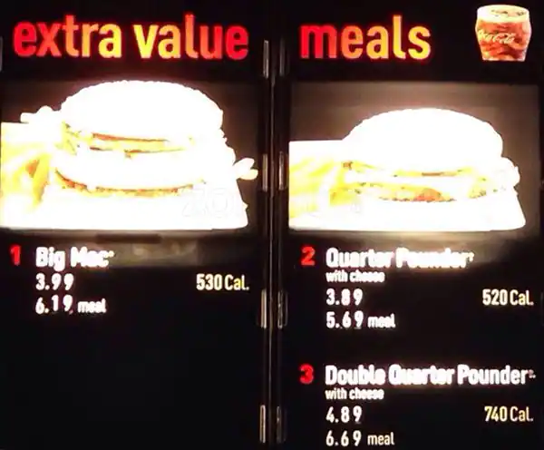 Menu of McDonald's, Southpark Meadows, Austin  