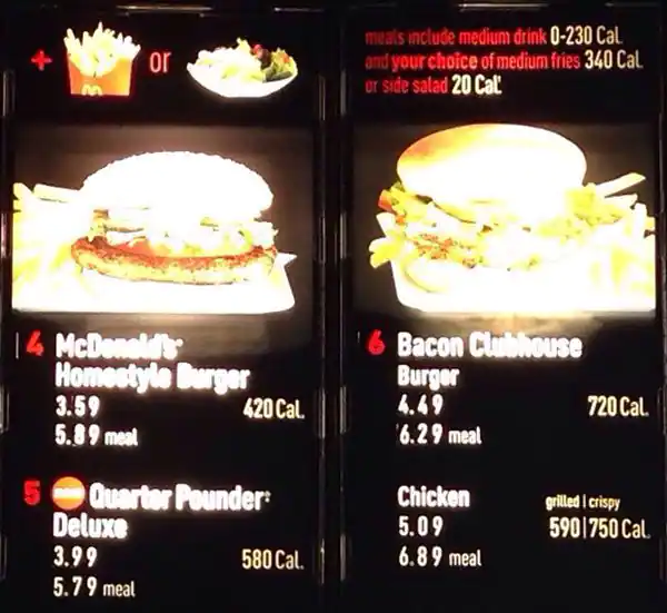 Menu of McDonald's, Southpark Meadows, Austin  