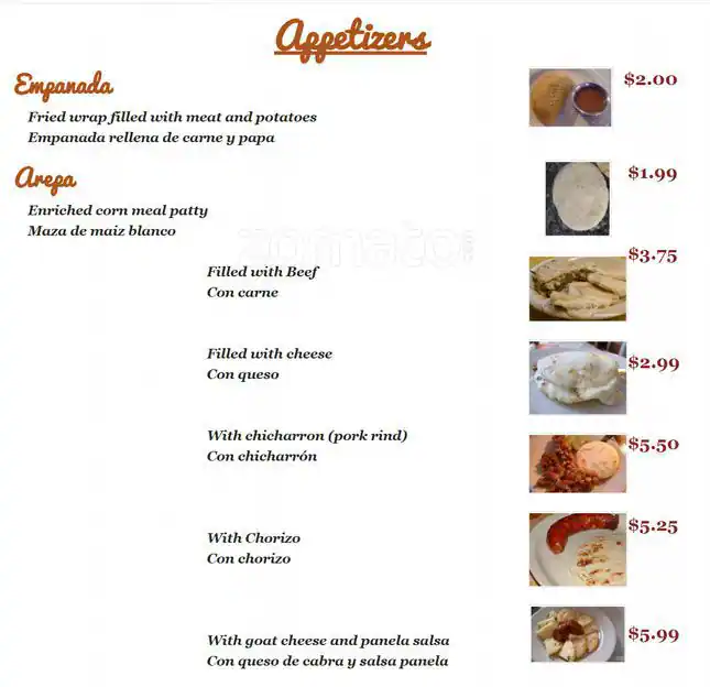 Menu of Casa Colombia, Holly, Austin  