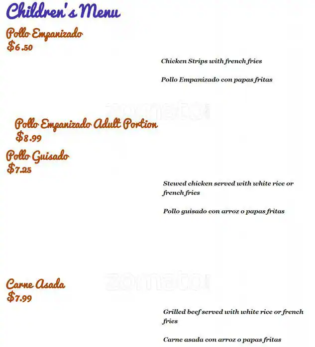 Menu of Casa Colombia, Holly, Austin  