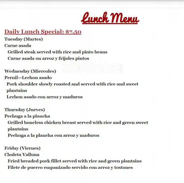 Menu of Casa Colombia, Holly, Austin  