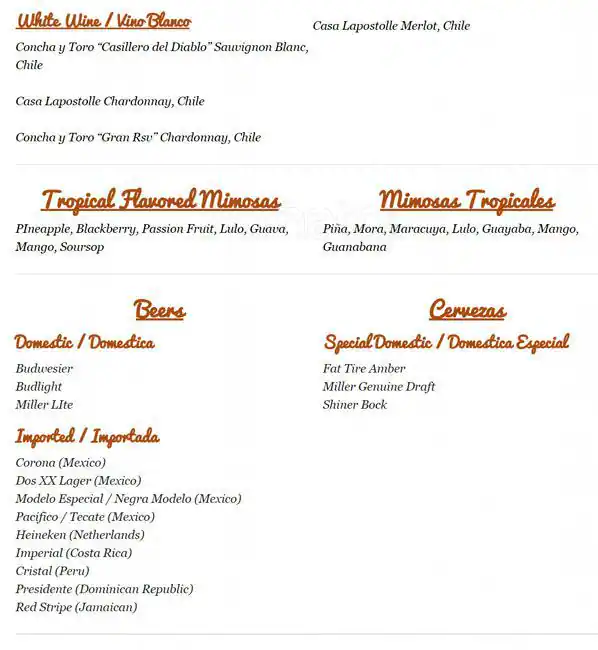 Menu of Casa Colombia, Holly, Austin  