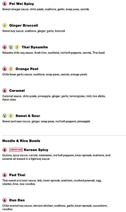 Menu of Pei Wei, Windemere, Austin  