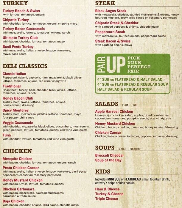 Menu of Quiznos, Downtown, Austin  