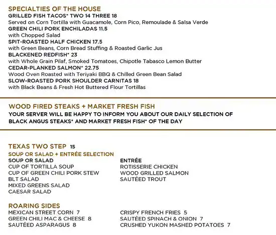 Menu of Roaring Fork - Intercontinental, Downtown, Austin  