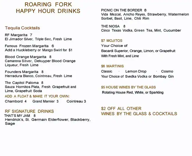 Menu of Roaring Fork - Intercontinental, Downtown, Austin  