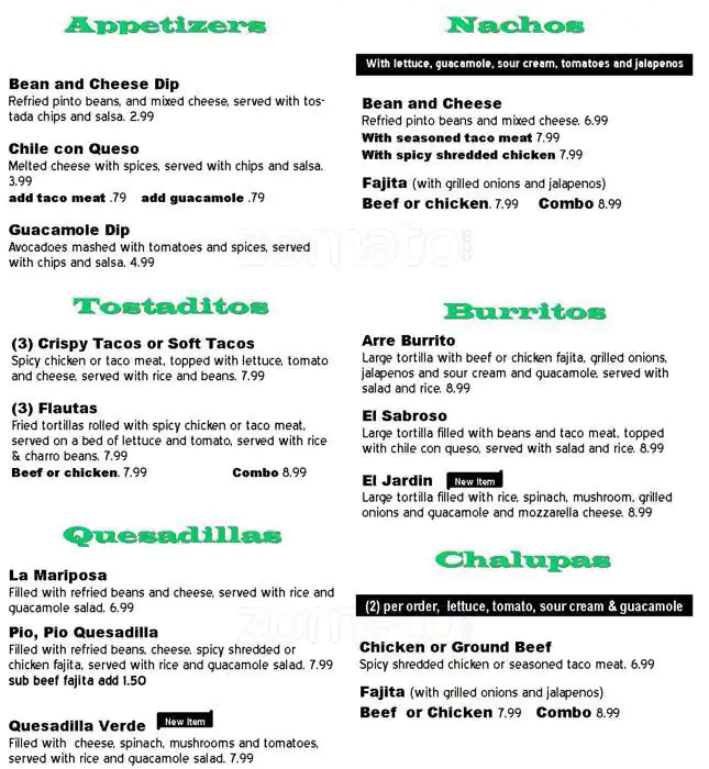 Menu of San Juanita's Tacos, West Congress, Austin  
