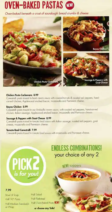 Menu of Schlotzsky's, Copperfield, Austin  