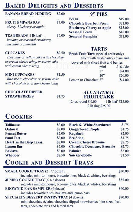 Menu of Sweetish Hill Bakery & Cafe, Clarksville, Austin  