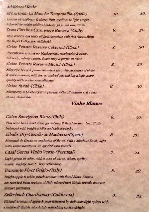 Menu of São Paulo's, Rosewood, Austin  