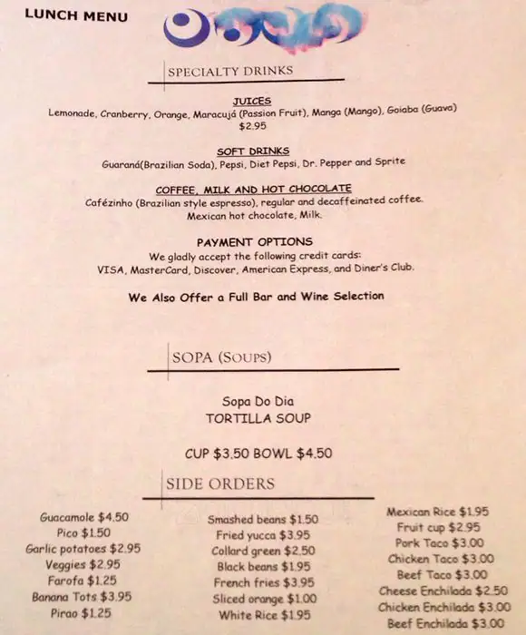 Menu of São Paulo's, Rosewood, Austin  