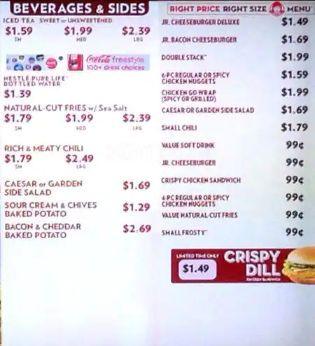 Menu of Wendy's, East Cesar Chavez, Austin  