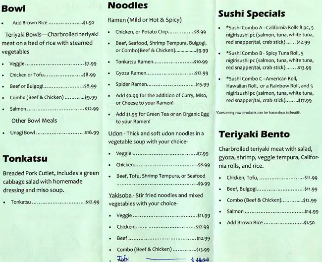 Menu of Drunk Fish Sushi Bar & Grill, Arboretum, Austin  