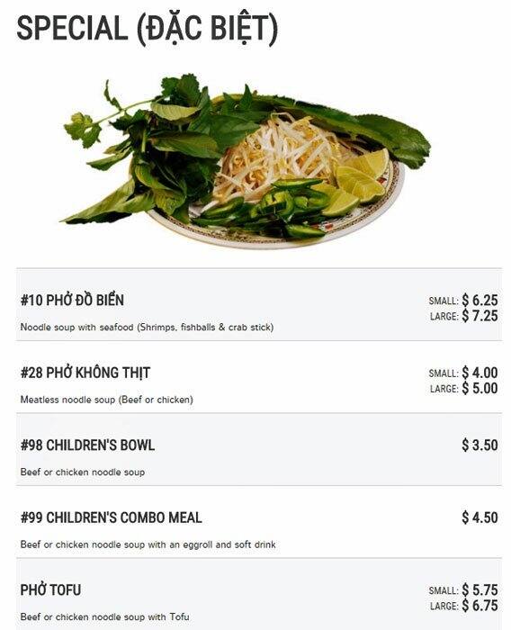 Menu of Pho Saigon Noodle House, Windsor Hills, Austin  