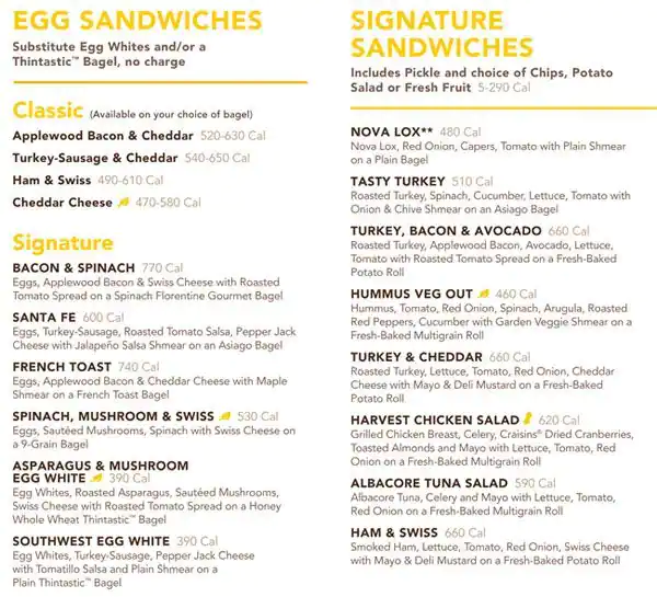 Menu of Einstein Bros. Bagels, Cedar Park, Cedar Park  