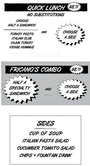 Menu of Fricano's Deli, West Campus, Austin  