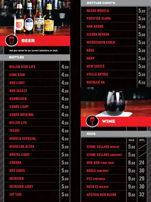 Menu of Third Base, Southpark Meadows, Austin  