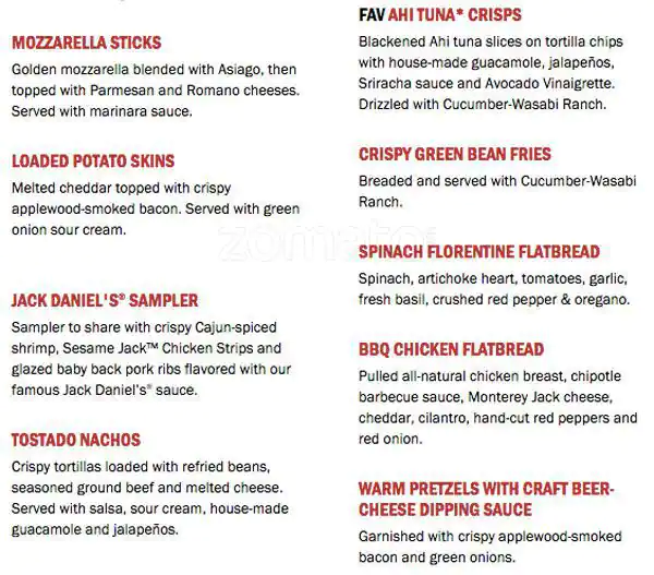 Menu of TGI Fridays, Southpark Meadows, Austin  