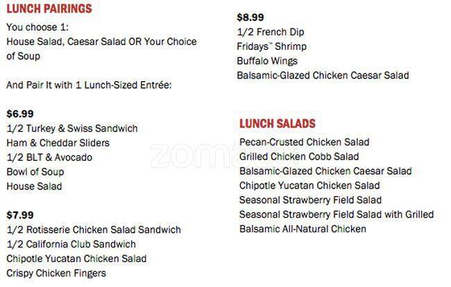 Menu of TGI Fridays, Southpark Meadows, Austin  