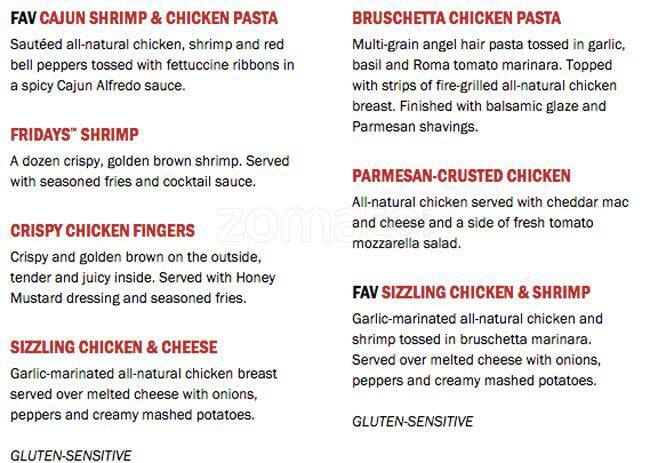 Menu of TGI Fridays, Southpark Meadows, Austin  