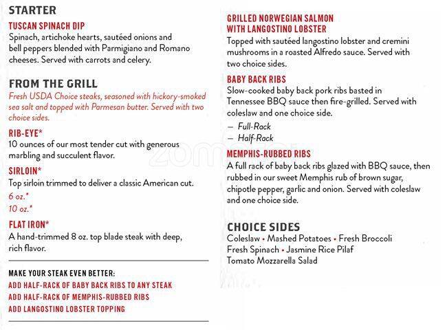 Menu of TGI Fridays, Southpark Meadows, Austin  