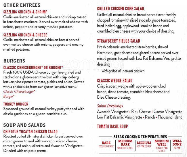 Menu of TGI Fridays, Southpark Meadows, Austin  