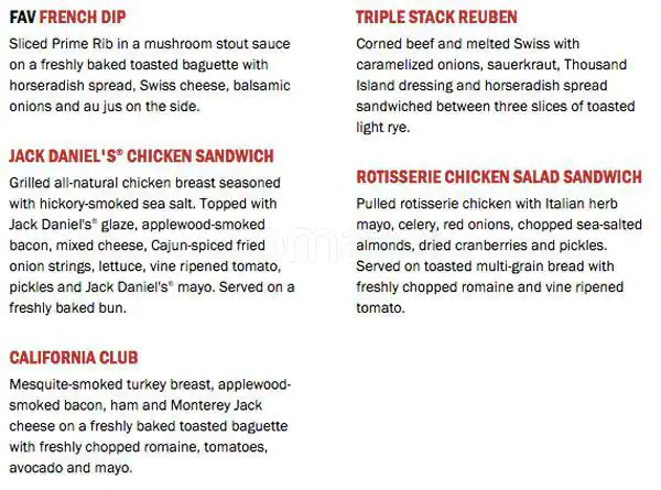 Menu of TGI Fridays, Southpark Meadows, Austin  