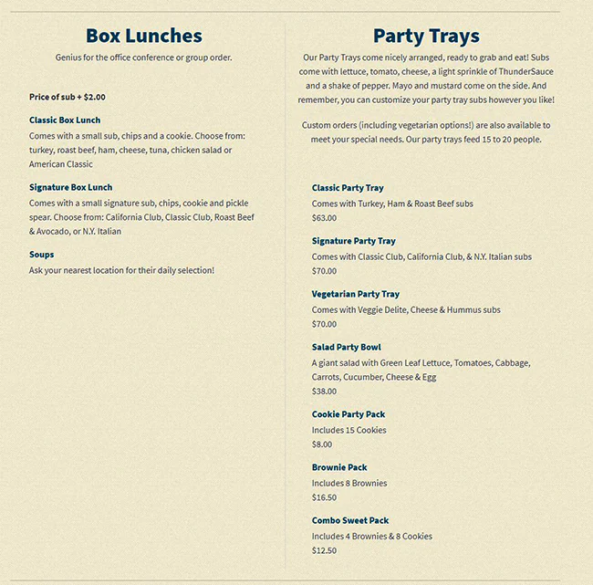Menu of Thundercloud Subs, Cedar Park, Cedar Park  
