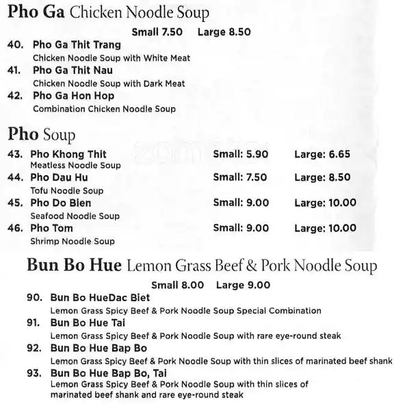 Menu of Pho King, Copperfield, Austin  