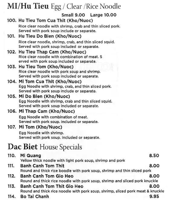 Menu of Pho King, Copperfield, Austin  