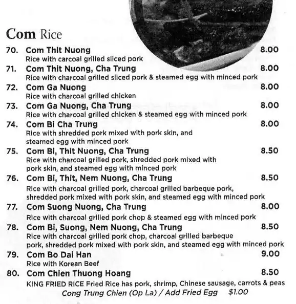 Menu of Pho King, Copperfield, Austin  