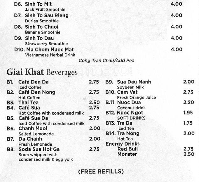 Menu of Pho King, Copperfield, Austin  