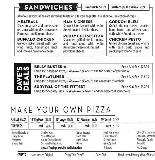 Menu of DoubleDave's Pizzaworks, Southpark Meadows, Austin  