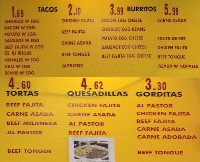 Tasty food Mexican, Tacomenu Wooten, Austin
