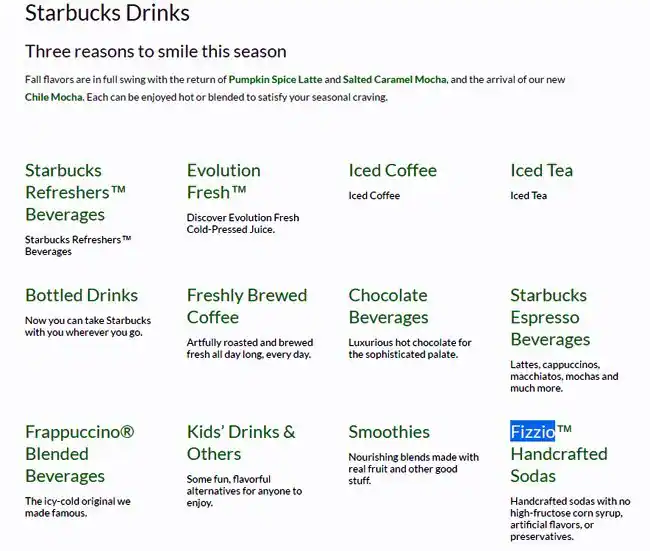 Menu of Starbucks, West Oak Hill, Austin  