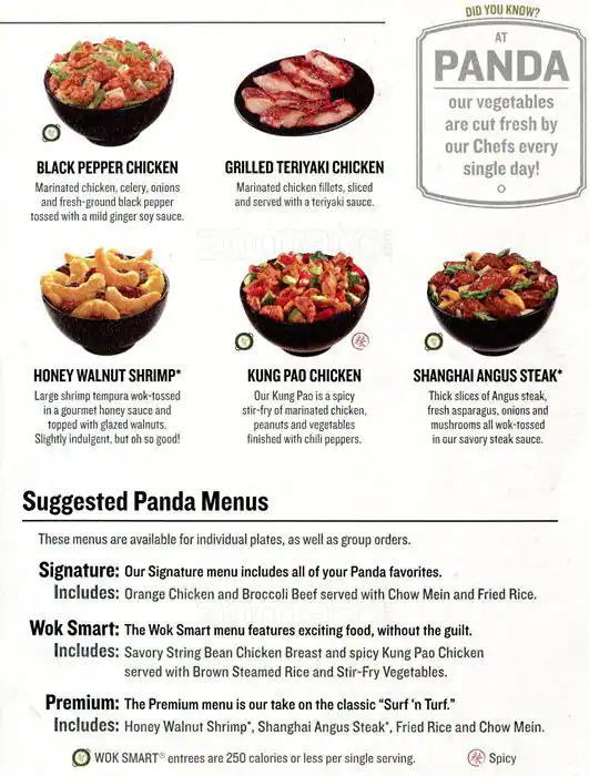 Menu of Panda Express, Southpark Meadows, Austin  