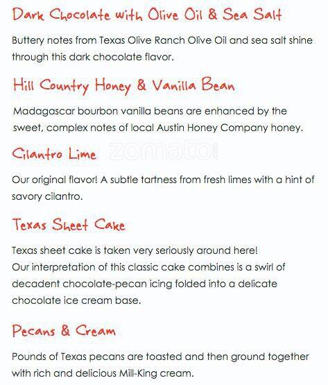 Menu of Lick Honest Ice Creams, Barton Hills, Austin  