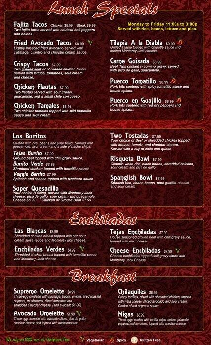 Menu of Salsas Mexican Cuisine & Cantina, Lake Travis Area, Austin  