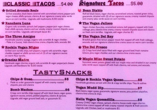 Menu of The Vegan Nom, Hyde Park, Austin  