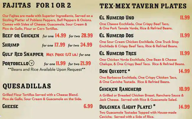 Menu of La Mancha Tex Mex Tavern, Allandale, Austin  