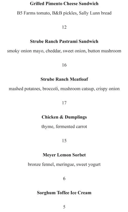 Menu of Olamaie, Downtown, Austin  